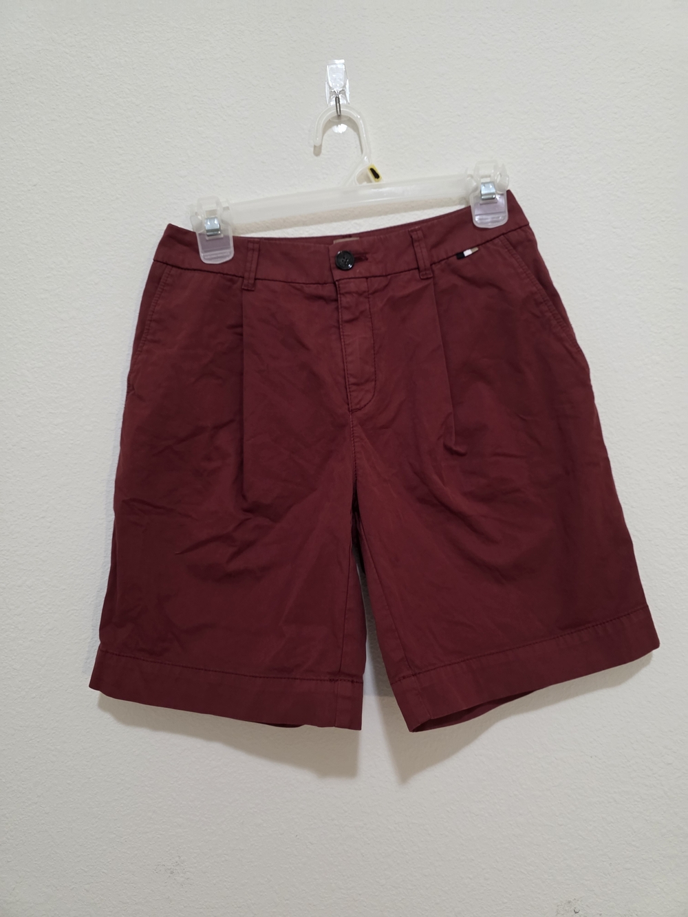 Boss Women's Flat-Front Shorts in Wine Red